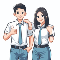 High school students pose giving a thumbs up