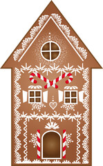 schön dekoriertes Lebkuchen Haus für Weihnachten