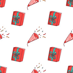 seamless pattern christmas elements or icons with colorful doodle style vector illustration