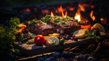 barbecue grill with vegetables