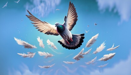 Fototapeta premium white dove flying in sky