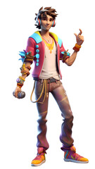 Dancer Cartoon gaming character 3D transparent background 106