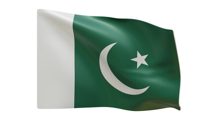 Pakistani flag realistic 3d render isolated, pakistani flag isolated, pakistani flag background