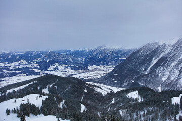 Germany landscape in the Oberammergau region on a sunny winter day