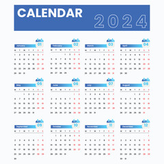 2024 calendar template. Week Starts on Monday