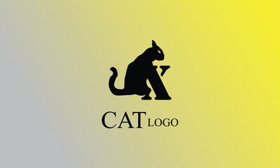 X black cat creative design, minimal brand logo design with yellow Gary gradient background.