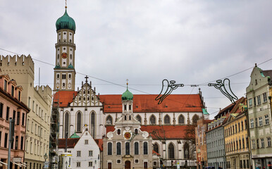 Germany city of Augsburg on a cloudy winter day