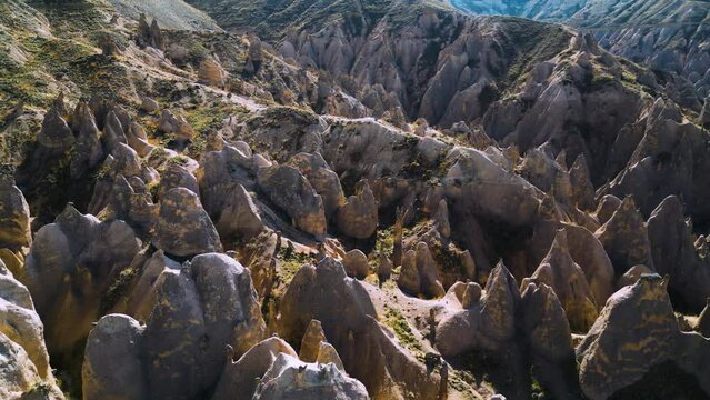 View of Zelve Valley in Cappadocia, Turkey. UNESCO World Heritage Site.