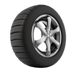 Tyre and wheel isolated on transparent background. 3D illustration