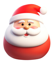 Santa Claus 3d illustration render. Cartoon character Santa Claus toy. Santa 3d art, 3d icon isolated. Clip art for New Year and Christmas holidays.