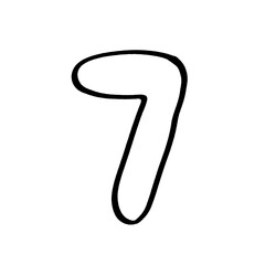 Cute line hand drawn alphabet number 7