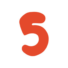 Fototapeta premium Cute red hand drawn alphabet number 5