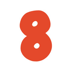Cute red hand drawn alphabet number 8