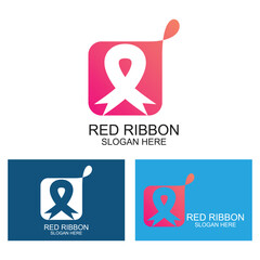 Red ribbon logo design design simple concept Premium Vector