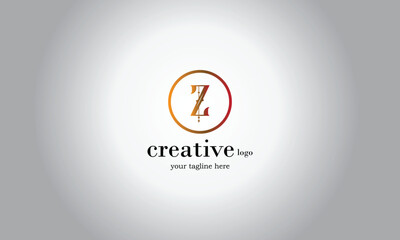 Z circle red yellow gradient creative, minimal, stylish,  brand logo design gray white gradient background template.