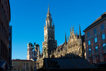 Fototapeta na wymiar Germany Munich city view on a cloudy winter day