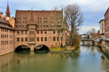 Naklejka premium Germany Nuremberg city view on a cloudy autumn day