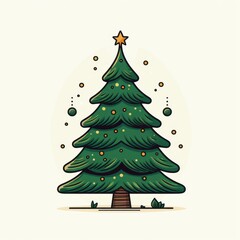 Vector-Style Christmas Tree With Decorative Ornaments 50