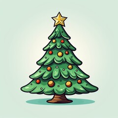 Vector-Style Christmas Tree With Decorative Ornaments 31