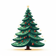 Vector-Style Christmas Tree With Decorative Ornaments 32