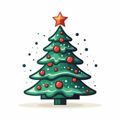 Vector-Style Christmas Tree With Decorative Ornaments 24