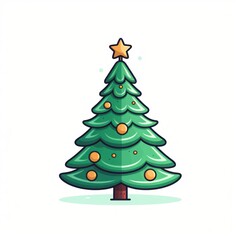 Vector-Style Christmas Tree With Decorative Ornaments 1