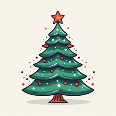 Vector-Style Christmas Tree With Decorative Ornaments 28