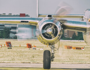 Close up vintage picture with an aircraft propeller or airscrew.