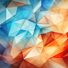 Abstract Geometric Polygonal Background in Blue and Red Hues