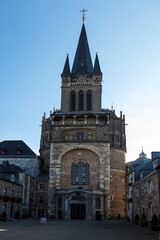 Obraz premium Germany view of the city of Aachen on a cloudy spring day