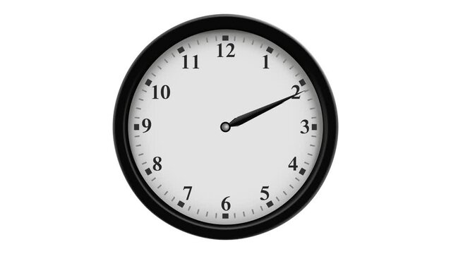 Moving Clock Animation.  An animated video of a realistic looking wall clock moving through a 12 hour period.