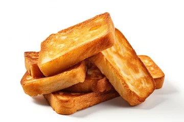 Poster Pain Slices of fried bread on a white background