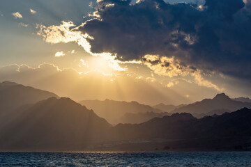 Beautiful sunset in Lagoona beach, Dahab, Egypt