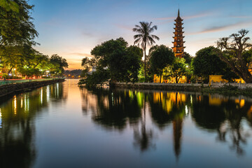 Tran Quoc Pagoda, aka Khai Quoc , the oldest Buddhist temple in Hanoi, Vietnam