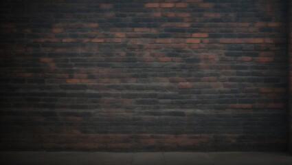 Old grunge and rustic dark black brick wall. Sign. logo or product placement concept background. Advertisement idea. Copy space.