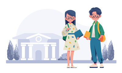 Fototapeta premium College campus concept illustration