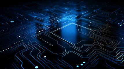 Obraz premium Dark blue circuits technology background