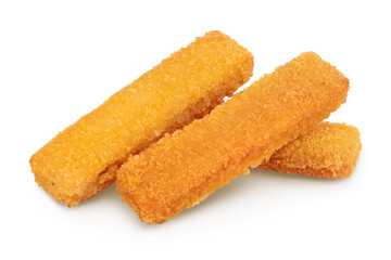 Fish finger or stick isolated on white background with full depth of field