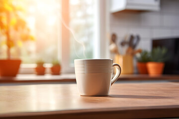 Fototapeta premium Morning Bliss: Delicious Coffee on Kitchen Counter - Generative AI