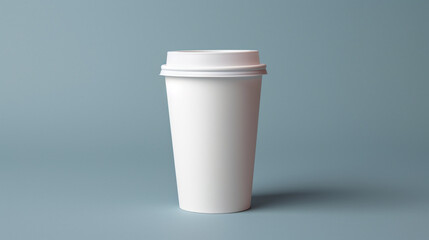 real picture of a disposable white coffee cup with lid mockup