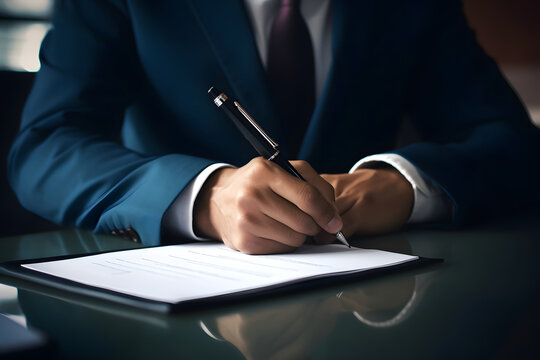 Professional Business Deal: Executive Signing Contract - Generative AI