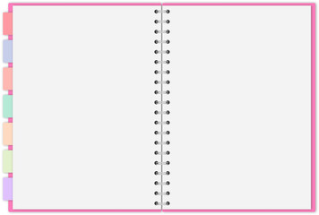 isolated blank pink pastel journal notebook on transparent background