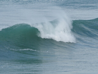 Atlantic wave breaks at Newquay on the Cornish coast