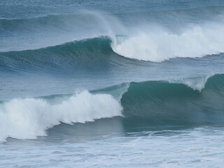 Atlantic wave breaks at Newquay on the Cornish coast