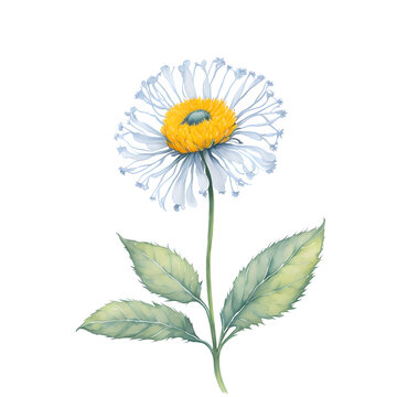 watercolor daisy flower with yellow center clip art preview
