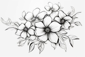 Coloring book flowers doodle style black outline. - obrazy, fototapety, plakaty