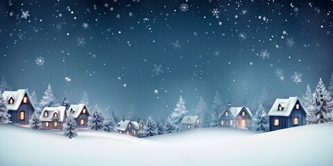 Winter wonderland. Cozy christmas cabin in snowy forest landscape. Enchanting holiday retreat. Magic in snow covered village at night