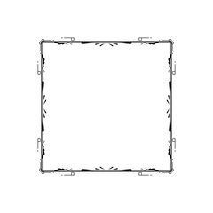 Abstract Black Simple Line Square With Leaf Leaves Frame Flowers Doodle Outline Element Vector Design Style Sketch Isolated Illustration For Wedding And Banner