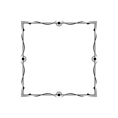 Abstract Black Simple Line Square With Leaf Leaves Frame Flowers Doodle Outline Element Vector Design Style Sketch Isolated Illustration For Wedding And Banner