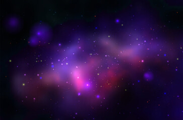 Space vector background with realistic nebula and shining stars. Magic colorful galaxy with stardust